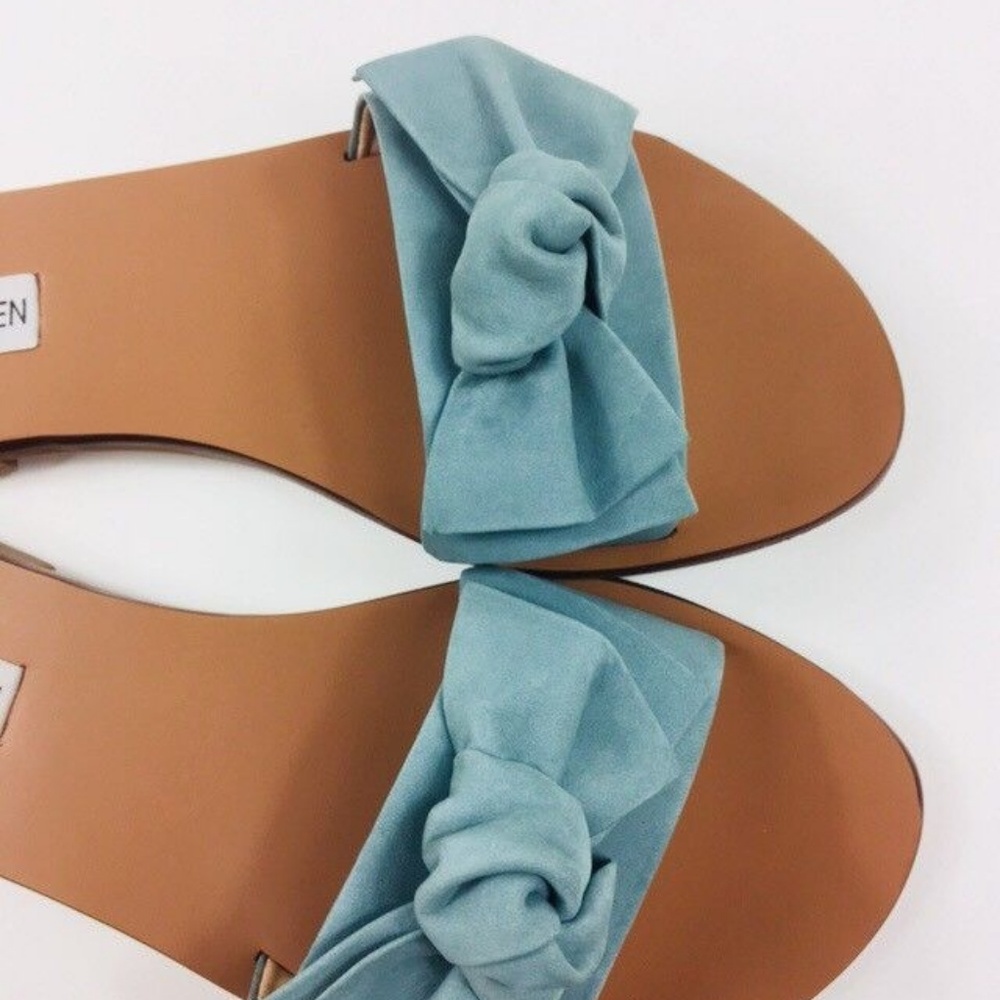 Steve Madden Womens 7 M Knotss Blue Suede Sandals - Picture 5 of 7